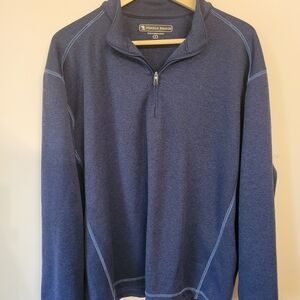 Pebble Beach Men's Navy Zip-Up Sweater with Light Stitching